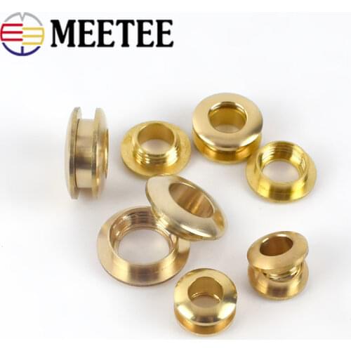Meetee 5pcs 11-28mm Solid Brass Round Screw Eyelets Button Fashion Bags Metal O Ring Buckles DIY Copper Eyelet Clasp Accessories