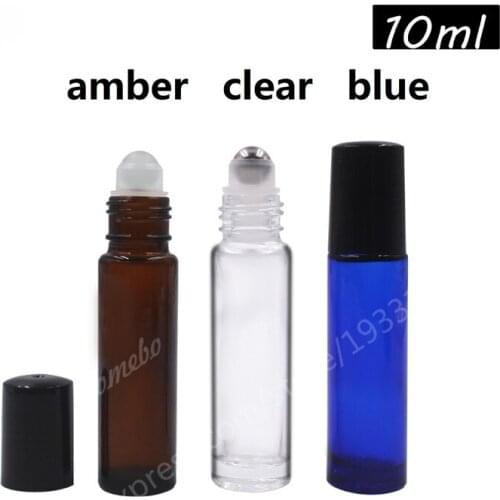 500PCS/LOT 10ml Glass Essential Oil Roller Bottles,10cc Glass Roller Balls Aromatherapy Perfumes Lip Balms Glass Roll On Bottle