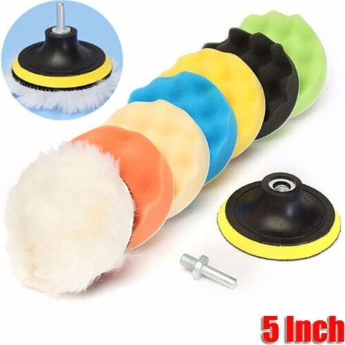 9Pcs/Set Car Polishing Pad 5 inch 125mm Sponge Buffing Waxing Car Polish Buffer Drill Wheel Polisher Removes Scratches Kits