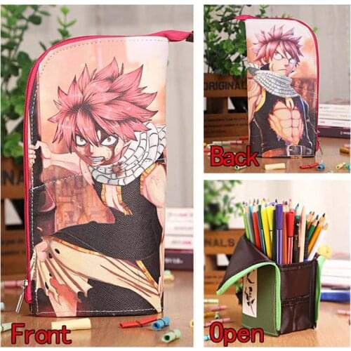 Anime Fairy Tail Natsu Waterproof PU Leather Stationery Pouch/Brush Pot/Pen Holder/Pencil Case Bag/Office School Supplies