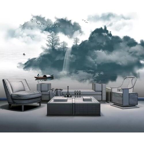 Bacal custom Ink painting landscape scenery fog mural wallpapers for living room living room decoration 3D wall paper mural roll