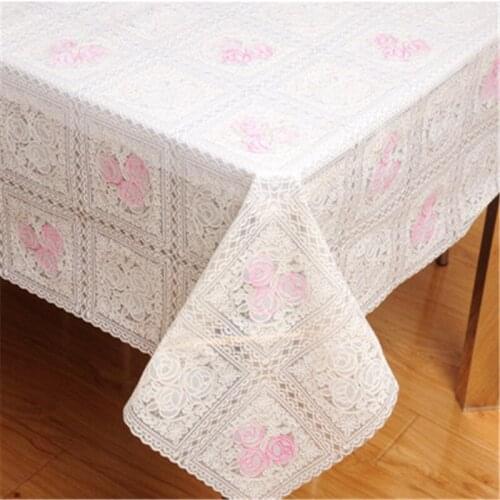 Free Shipping 005 Beige Pink Cheap PVC Tablecloth Tea Cup Mat Cover Runner Water Oil Proof Dining Hot Sale Kitchen Antependium