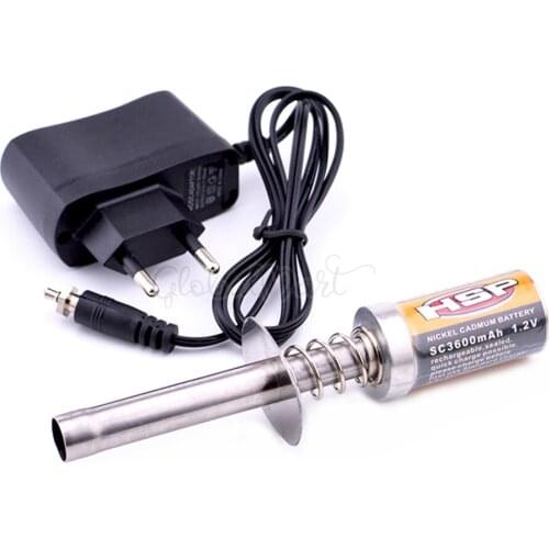 HSP RC Nitro 1.2 V 3600MAH RECHARGEABLE GLOW PLUG starter Igniter AC Charger for Gas Nitro Engine Power 1:10 1/10 1/8 RC Car