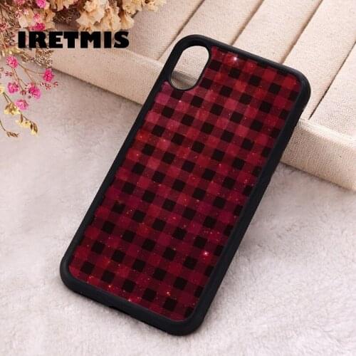 Iretmis 5 5S SE 2020 phone cover cases for iphone 6 6S 7 8 Plus X Xs Max XR 11 12 MINI Pro Soft Silicone TPU Red galaxy plaid