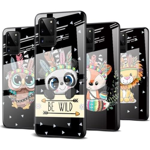 Tempered Glass Cover Cute Cartoon Animals For Samsung Galaxy S20 FE S10e S10 S9 S8 Ultra Plus Lite Plus 5G Phone Case