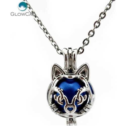K702 Copper Cat Beads Cage Jewelry Making Necklace Charms Aroma Essential Oil Diffuser Locket