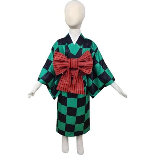 Anime Demon Slayer Kamado Tanjirou Cosplay Costume Kids Kimono Outfits Halloween Carnival Costumes Girl Boy Christmas Gift