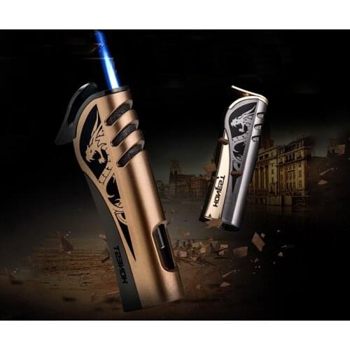 HONEST Jet Butane Lighter Metal Compact Torch Turbine Visible Transmitter Fire Windproof Lighter Cigar Cigar Butt Accessories