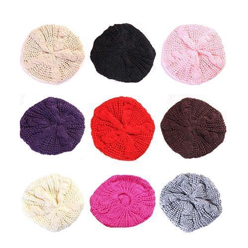 Fashion Womens Berets Hats Lady Beret Hat Braided Baggy Beanie Crochet Hat Ski Knitted Cap