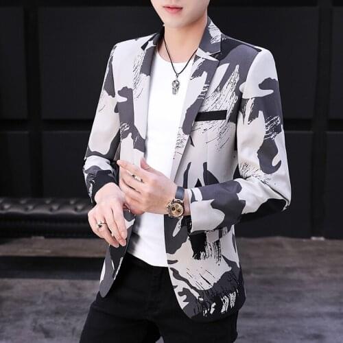 Camouflage suit male spring and autumn 2021 Korean version slim suit fashion casual handsome thin single western jacket trend