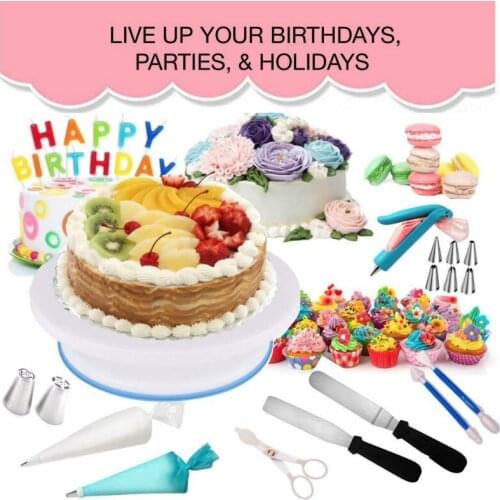 220 Pieces/Set Cake Tool Turntable Set Cream Pastry Nozzle Candy Bag Sugar Coating Decorating Baking Tool