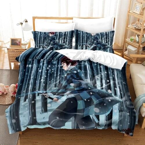Demon Slayer Bedding Set Single Twin Full Queen King Size Demon Slayer Bed Set Children Kid Bedroom Duvetcover Sets 3D Print 048