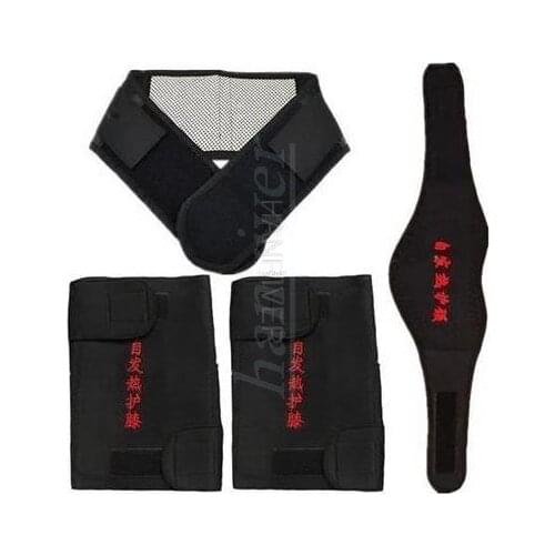 Set Tourmaline Self-heating Magnetic Therapy Knee Pad Neck Belt and Back Waist Support Brace Massager Thermal Protection