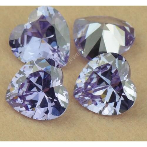 Wholesale 2*2~15*15mm 5A Heart Shape Cut CZ Stone Dark Violet Color Loose Synthetic Cubic Zirconia Gems For Jewelry
