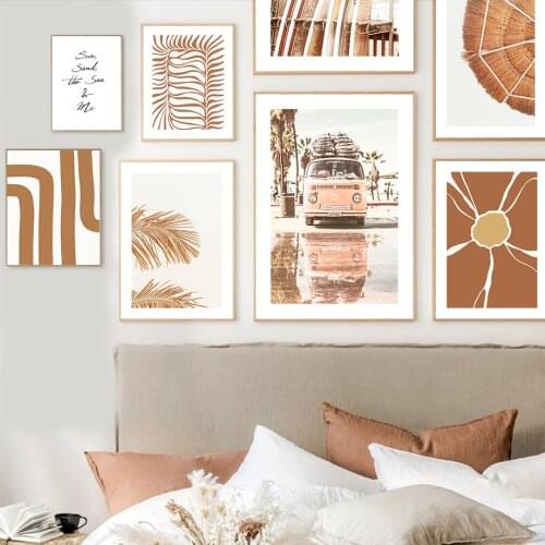 Palm Leaf Flower Surfboard Car Bicycle Wall Art Canvas Painting Nordic Posters And Prints Wall Pictures For Living Room Decor