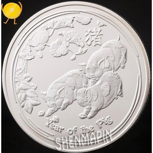Pig Commemorative Coin Family Portrait Coins Collectibles Zodiac Pig Challenge Coin Christmas Gift Home Decorations Art Coins