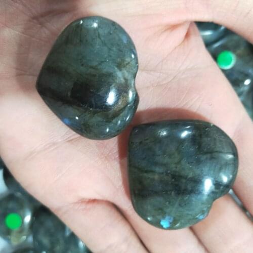 Heart Shape Crystal Stones Labradorite Palm Stone Healing Quartz Gemstone Worry Stone Home Decoration Accessories