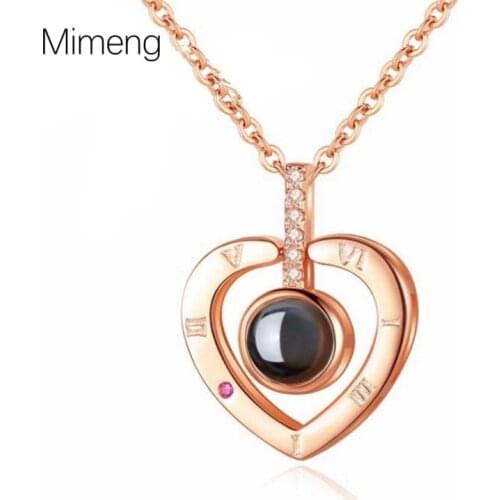 Tanabata Gift 100 Languages Necklace Projection Peach Heart Love Clavicle Chain AliExpress Cross-border Love Language Jewelry