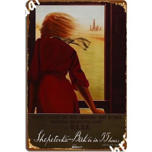 Shevetovka Baku In 55 Hours Vintage Travel Poster Metal Sign Painting Décor Personalized Club Bar Club Home Tin Sign Posters