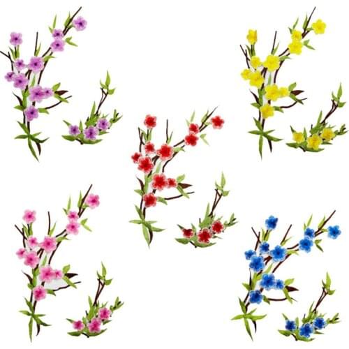 Water Soluble Plum Applique Embroidery Clothes Patches Fabric Stickers Sew-On Cheongsam Patch Craft Sewing Repair Accessories