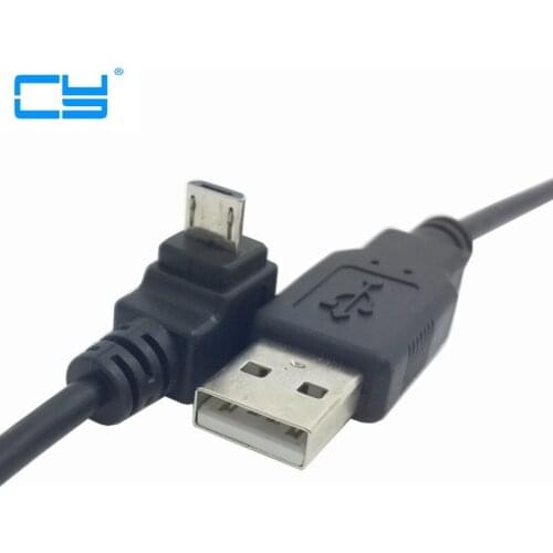 Up angled 90 degree Micro USB Male to USB Data Charger Cable 25cm 1ft