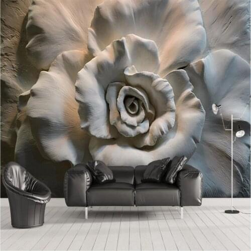 Wellyu 3D Stereo Relief Roses TV Wall Background Wall Customized Large Mural Environmental Nonwovens Wallpaper
