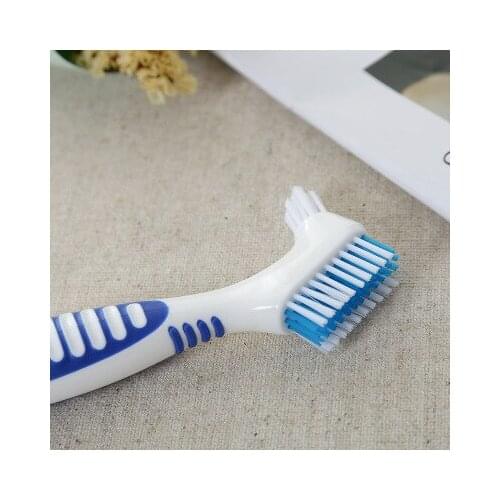 1PC Denture Cleaning Brush Multi-Layered Bristles False Teeth Brush Oral Care Tool Bristles & Ergonomic Rubber Handle T0061