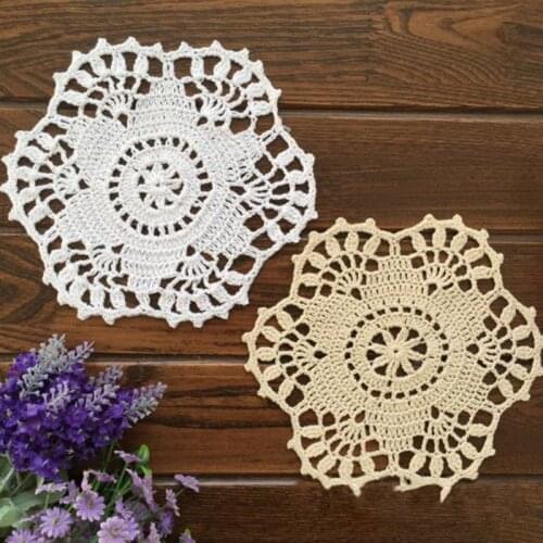 10PCS/LOT Round doily cotton hand made Crochet cup mat, 3 colors 18CMX18CM Round Coaster Place Mat