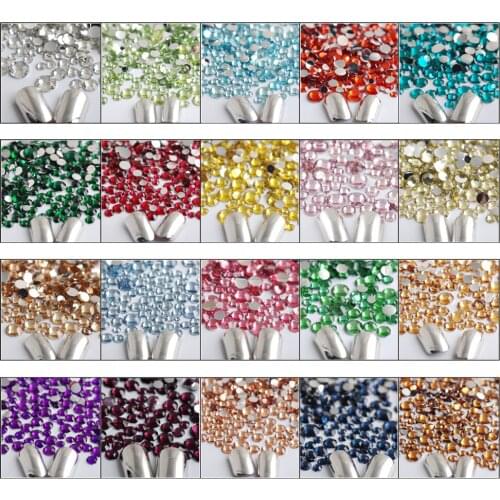 2-6mm Mix sizes 5000pcs Resin Rhinestones Round Flatback Non Hot Fix Diamonds Appliques Gems For Craft Clothes Wedding Jewelry