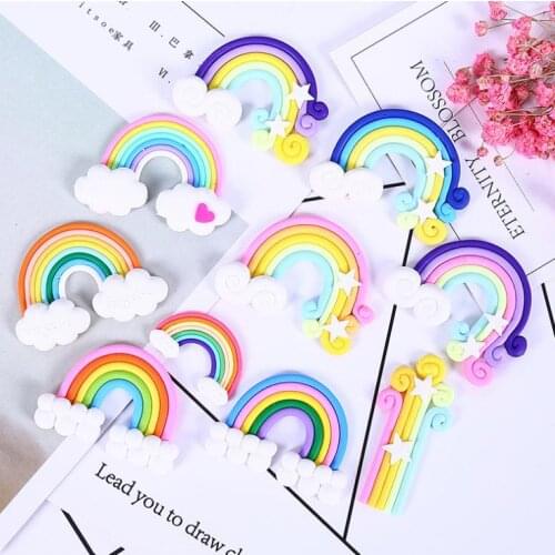 2 PCS DIY Material Rainbow Decor Candy Color Stars Clouds Soft Pottery Clay Rainbow DIY Accessories