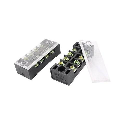 2 Pcs Dual Row 4P Screw Connector Electric Barrier Terminal Block Board 15A