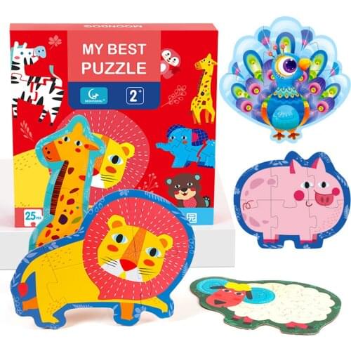 25 Pieces Of Puzzles Suitable For Childrens Animal Wooden Puzzles Gift Develop Intelligence Wooden Jigsaw Puzzle Toy Gift