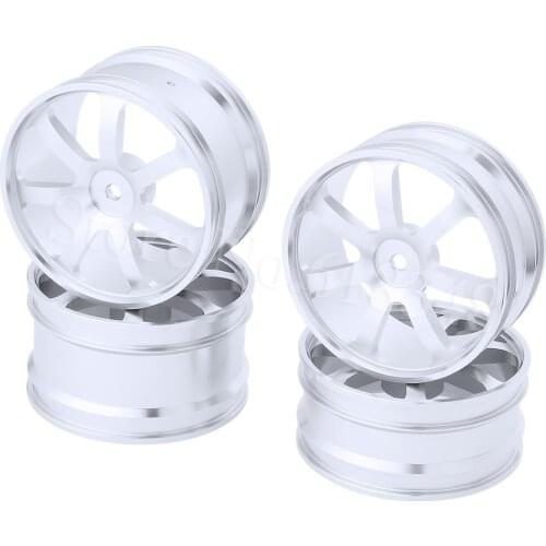 4PCS Front & Rear Aluminum Wheel Rims 12mm Hex Hub Diameter:62mm 7 Spokes CNC For HSP Redcat Exceed RC 1/10 Off Road Buggy