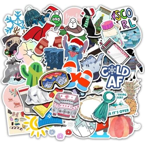 50 PCS Winter Vsco Stickers Pack Waterproof DIY For On Laptop Fridge Phone Skateboard Suitcase Children Christmas Toys Sticker