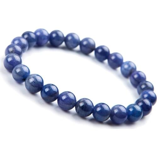 8mm Stretch Crystal Round Bead Bracelets For Women Femme Charms Blue Natural Stone Bracelet