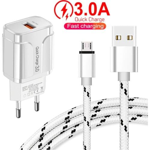 Quick Charge Adapter QC 3.0 Charger Micro usb Cable For Nokia 1.4 2.4 2.3 3.2 C3 C2 C1 Plus Samsung M02 Xiaomi Redmi 9A charger