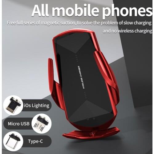 Q2 Car Wireless Charger Auto Magnetic Fast Charging Infrared Induction Switch Phone Holder with 3 Magnetic Heads for All Phones