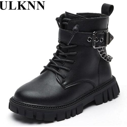 Children Boots Kids Black Training Shoes Girls Martin Boots Keep Warm Cotton Boys White Leather Boots Student Military Shoes