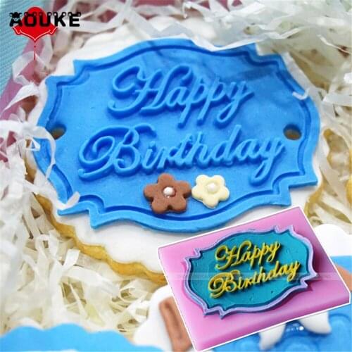 Happy Birthday English Shape Chocolate Silicone Mold Candy Ice Cubes Molds Fondant Cake Mould DIY Cake Decorating Baking Tools
