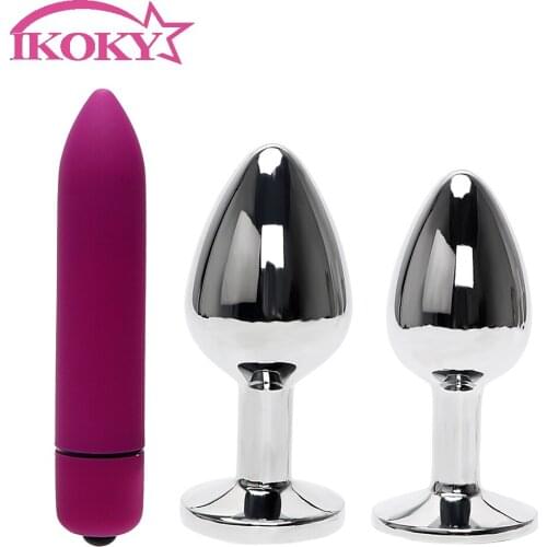 IKOKY Bullet Vibrator G Spot Stimulate Sex Toys for Women Anal Plug Butt Plug Prostate Massage 3PCS Female Masturbation