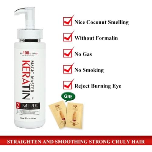 Hot Useful Keratin 300ML Coconut Smelling Without Formalin Treatment Straighten Damaged Frizzy Hair Free Shipping