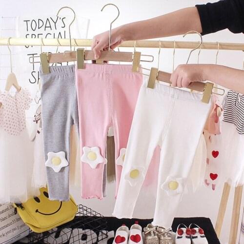 2021 Fashion Children Girls Leggings Summer Cotton Baby Trousers Cute Flower Toddler Kids Long Pants Stretchy Baby Girl Leggings