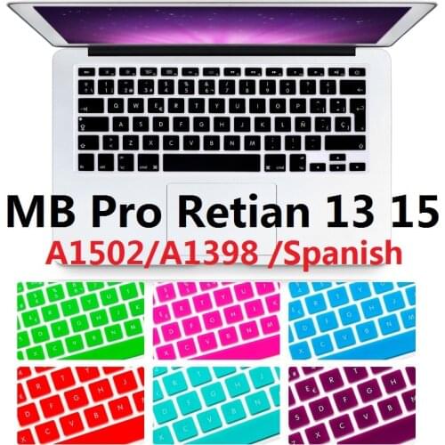 Soft Cover For Macbook Pro 13 15 Retina EU US Spanish Keyboard Cover A1398 A1502 Silicon For Macbook Retina 13 15 Keyboard Skin
