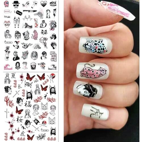 Newest TSC 092 3D design nail art sticker decal stamping back gule DIY nail decoration tools