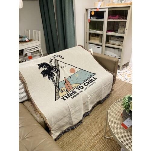 Camping Life Knitted Throw Thread Blanket on the Bed Sofa Plaid Soft Towel Bed Plaid Tapestry Bedspread Tablecloth