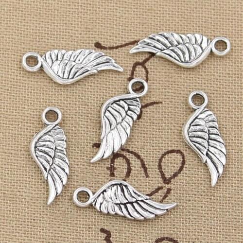 30pcs Charms Angel Wings 21x8mm Antique Making Pendant fit,Vintage Tibetan Silver color,DIY Handmade Jewelry