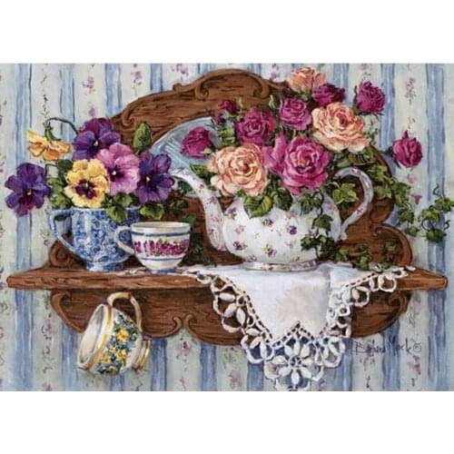 Full Square/Round Drill 5D DIY Diamond Painting "flowers & Cup" 3D Rhinestone Embroidery Cross Stitch 5D Decor Gift