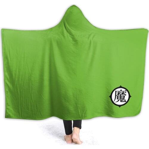 Portable warm flannel Kanji Gohan Piccolo Hooded Blanket Anime Comic blankets for Sofa Sherpa Fleece Bedspread Wrap