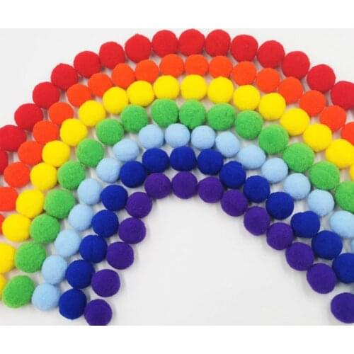 Rainbow Pompom 8-30mm Mini Balls for Children Creativity Manual Work Nursery School Soft Fluffy Pompone Christmas DIY Decoration