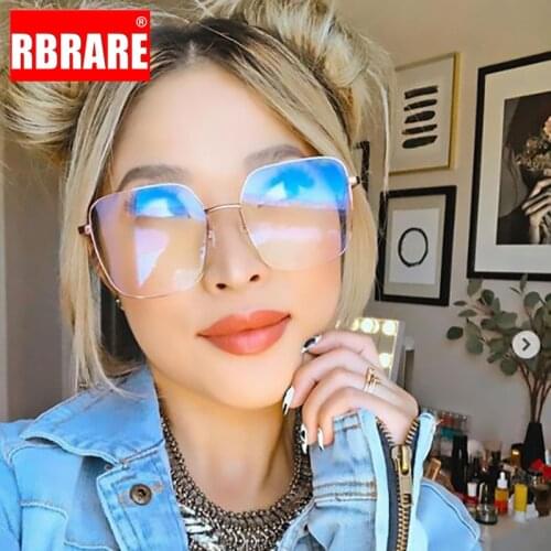 RBRARE Anti Blue Light Eyeglasses Frames Women Metal Frame Glasses Women Square Oversized Glasses Frame Women Gafas De Marca
